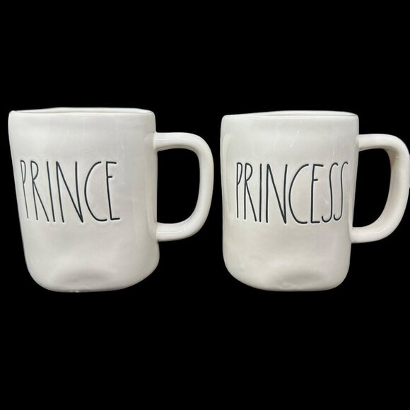 Rae Dunn Prince Princess Couples Mug Set Magenta LL Large Letters Coffee Tea Cup - Picture 1 of 9
